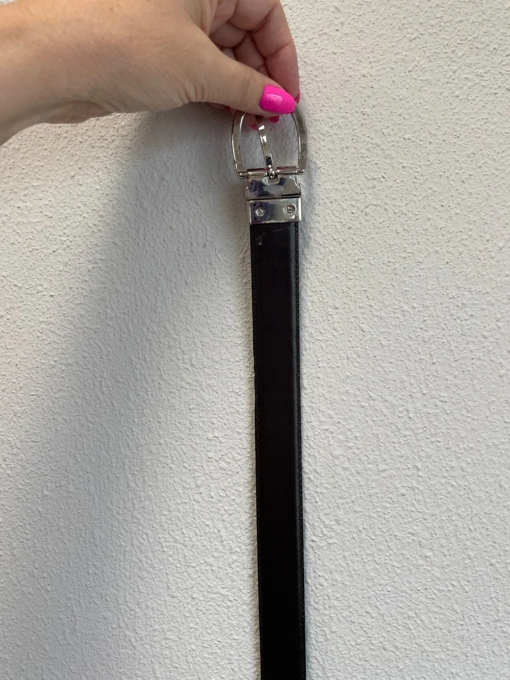 Lauren Ralph Lauren Women’s Black Croc-Embossed Leather Belt with Silver Buckle